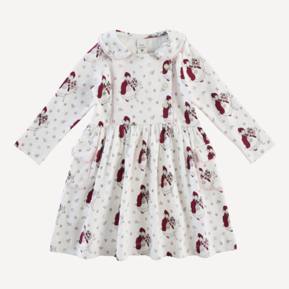 NWT Kate Quinn LS Little Red Riding Hood Pan Collar Apron Dress Size 12-18M